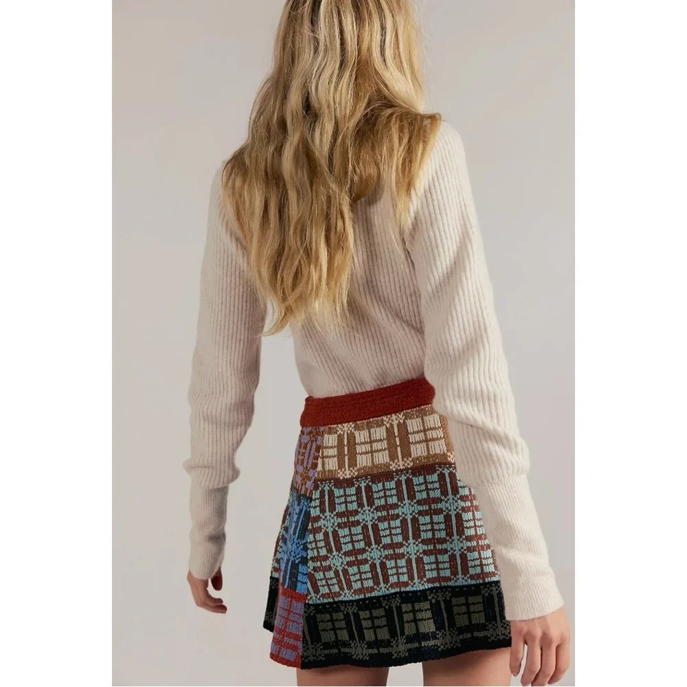 Free People Bohemian Grunge After School Retro Sweater Circle Mini Skirt Medium - Picture 4 of 10